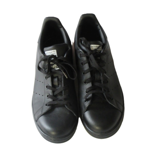 Adidas Stan Smith Black Leather Minimalist Unisex Streetwear Sneaker Size 7 - Picture 2 of 16